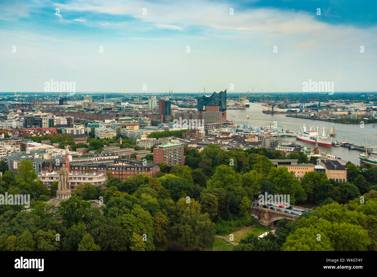 Cityscape with Elbphilharmonie, Hamburg, Germany Stock Photo
