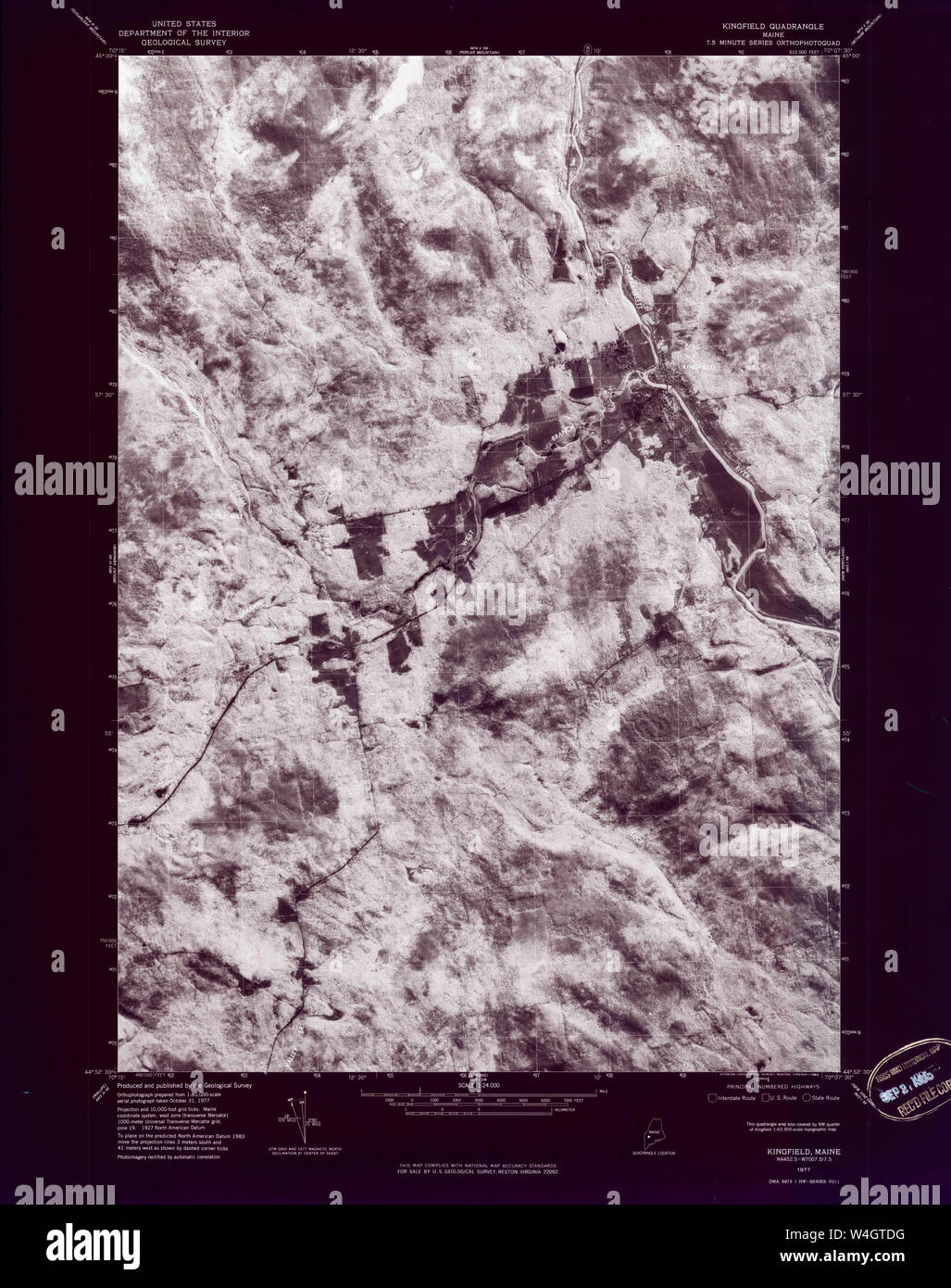 Maine USGS Historical Map Kingfield 806820 1977 24000 Inversion