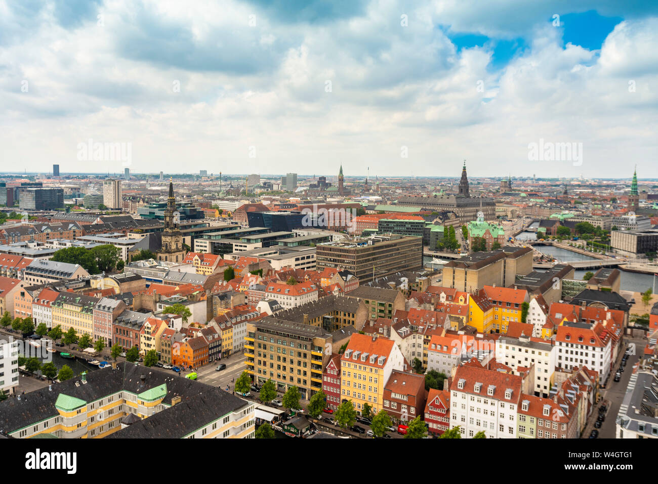 View of city center from above from Church of Our Saviour, Copenhagen, Denmark Stock Photo
