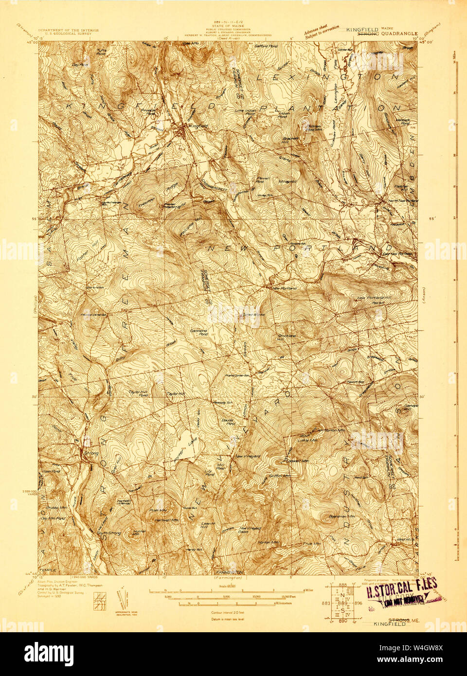 Maine USGS Historical Map Kingfield 807545 1930 48000 Restoration Stock