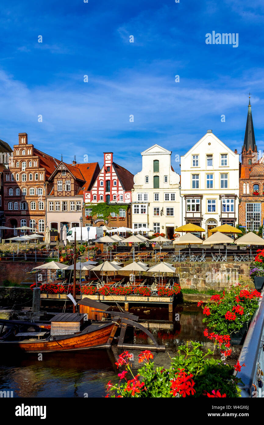 Gable houses and half-timbered houses at Stint market, Lueneburg, Germany Stock Photo