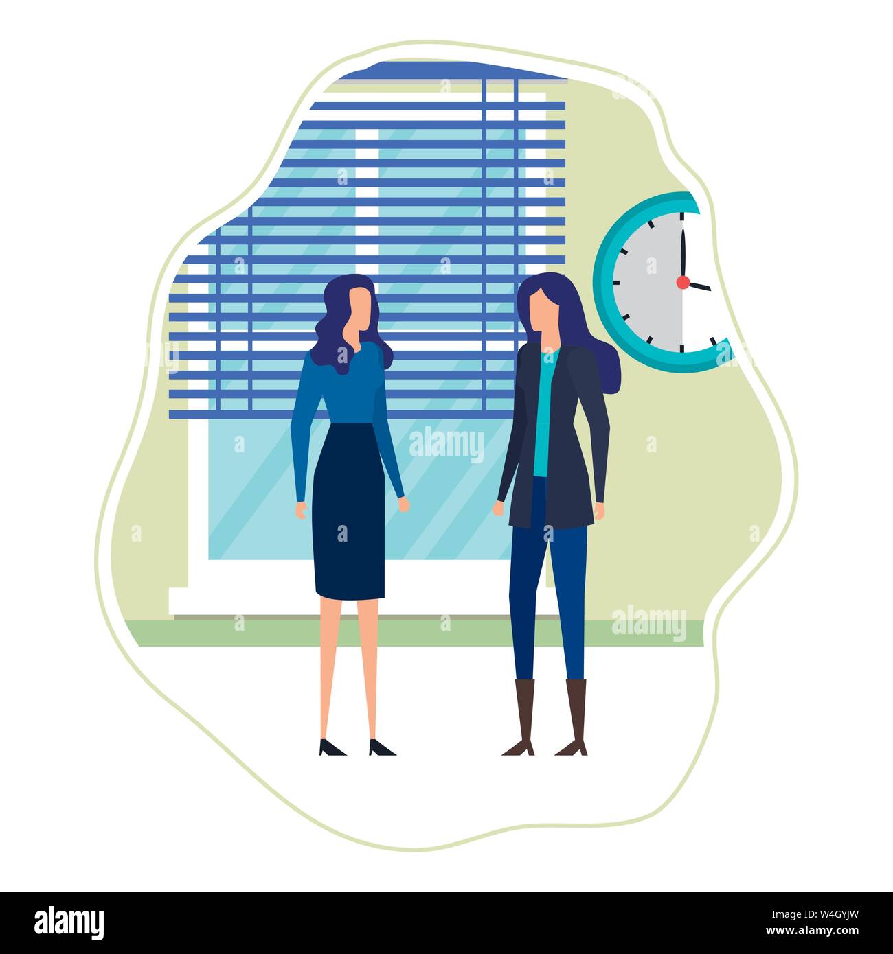 elegant young businesswomen in the workplace Stock Vector Image & Art ...