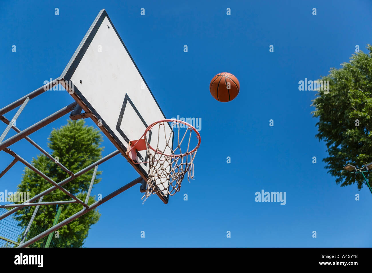 Basketball ball hit hoop view hi-res stock photography and images - Alamy