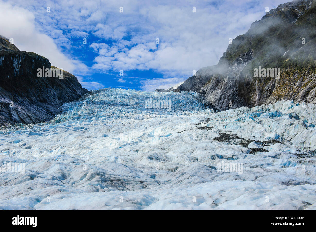 The huge icefield of the Fox Glacier, South Island, New Zealand Stock Photo