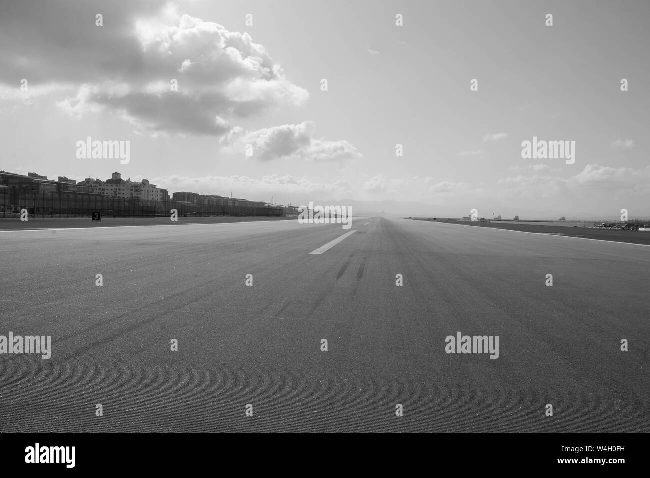 Modern architecture of airport terminal building gibraltar international airport Black and White