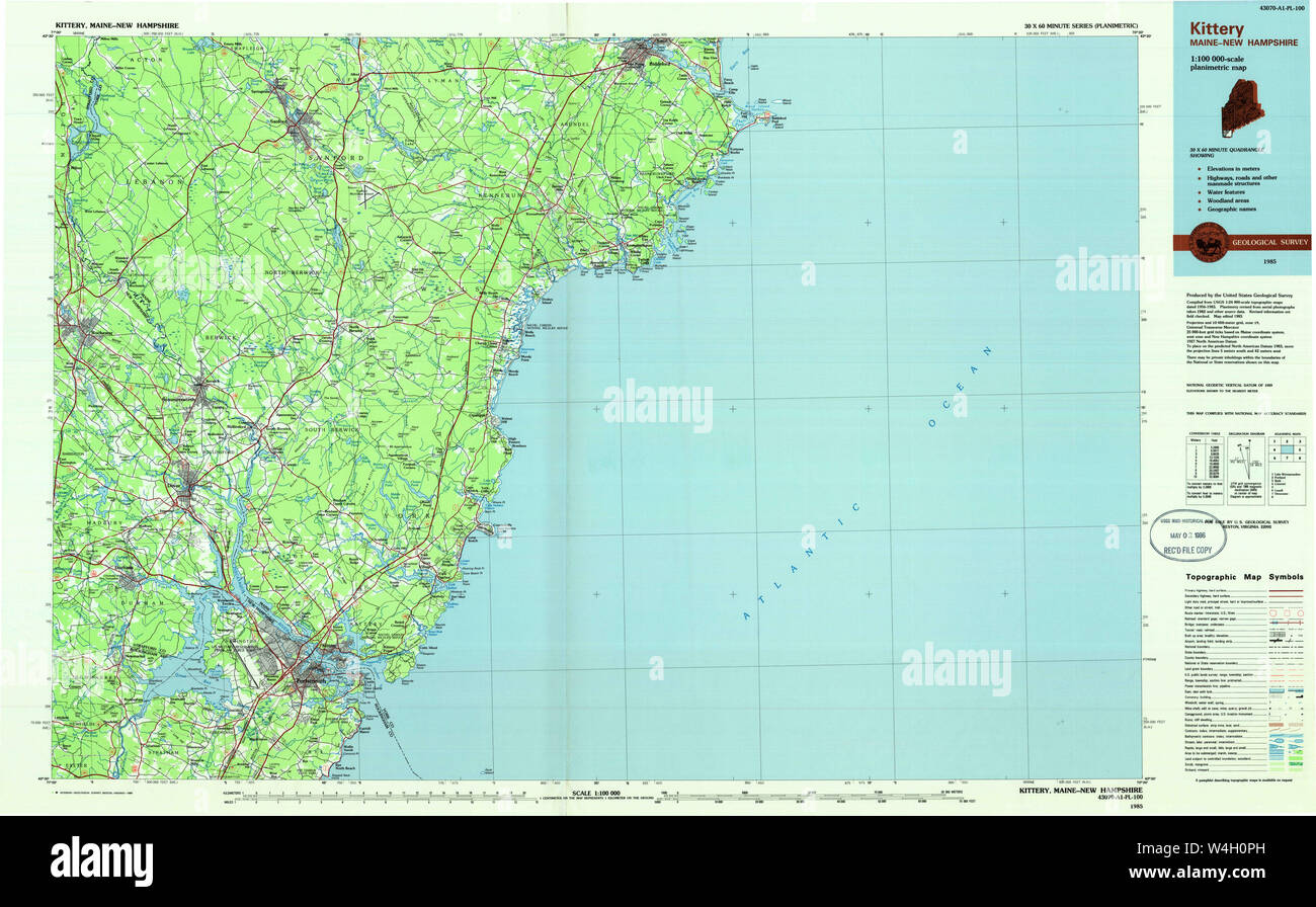 Maine USGS Historical Map Kittery 808007 1985 100000 Restoration Stock