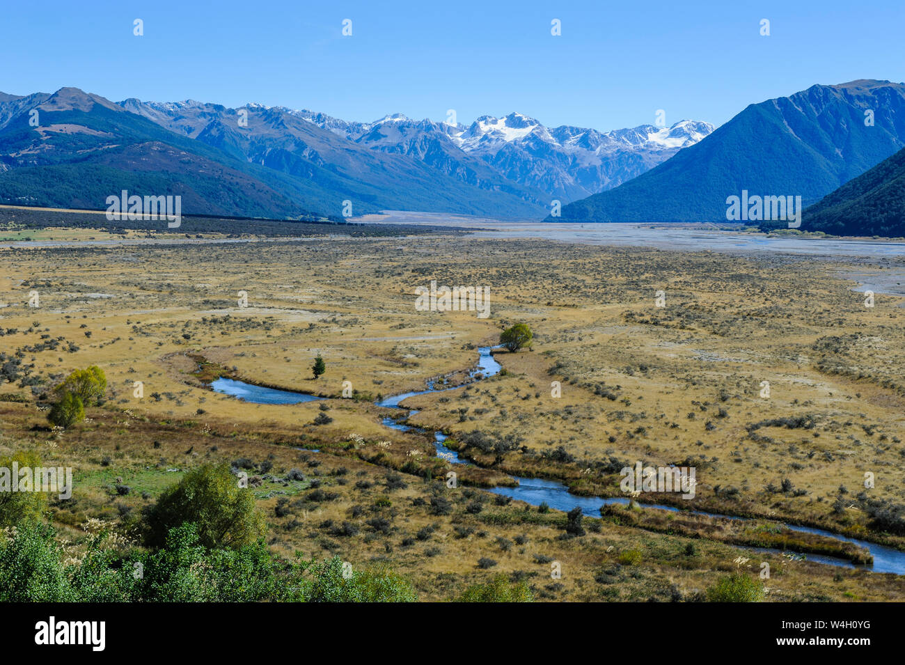 Beautiful mountain scenery around Arthur's Pass, South island, New Zealand Stock Photo