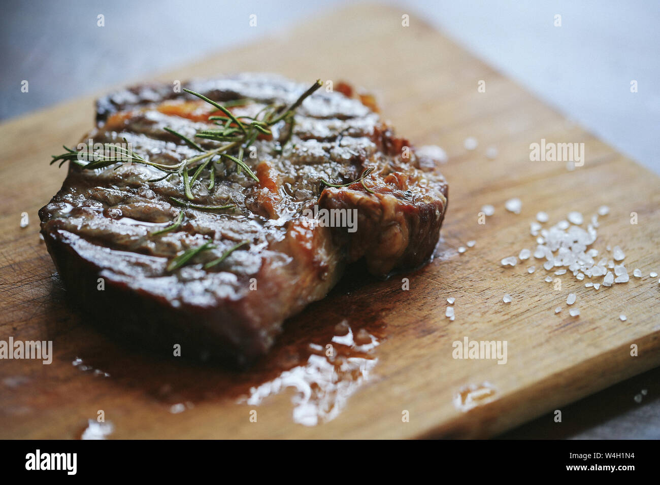 Cooking, meat preparation. Steak on the table Stock Photo