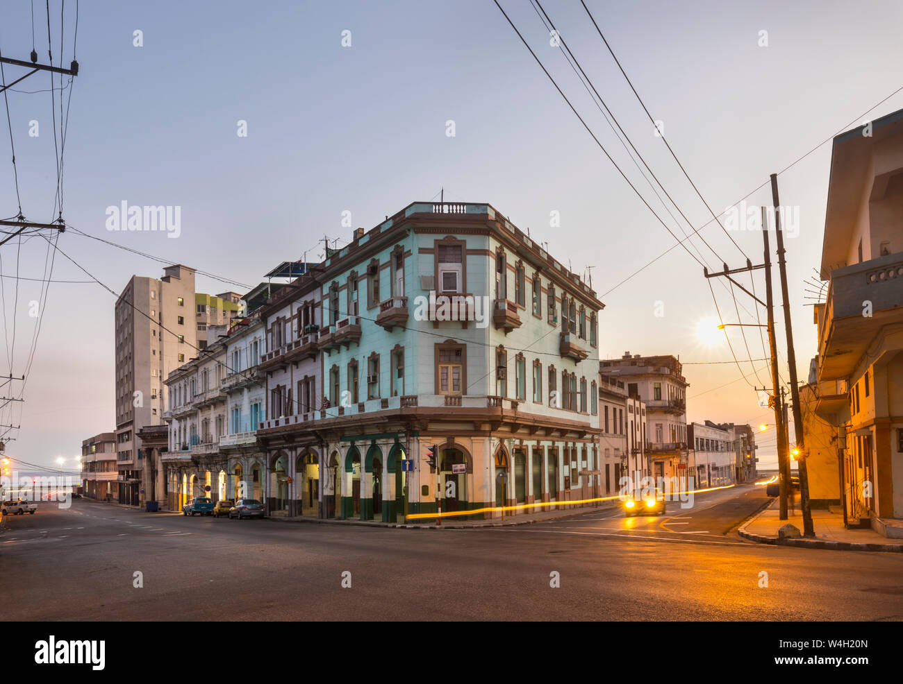 City view at twilight, Havana, Cuba Stock Photo