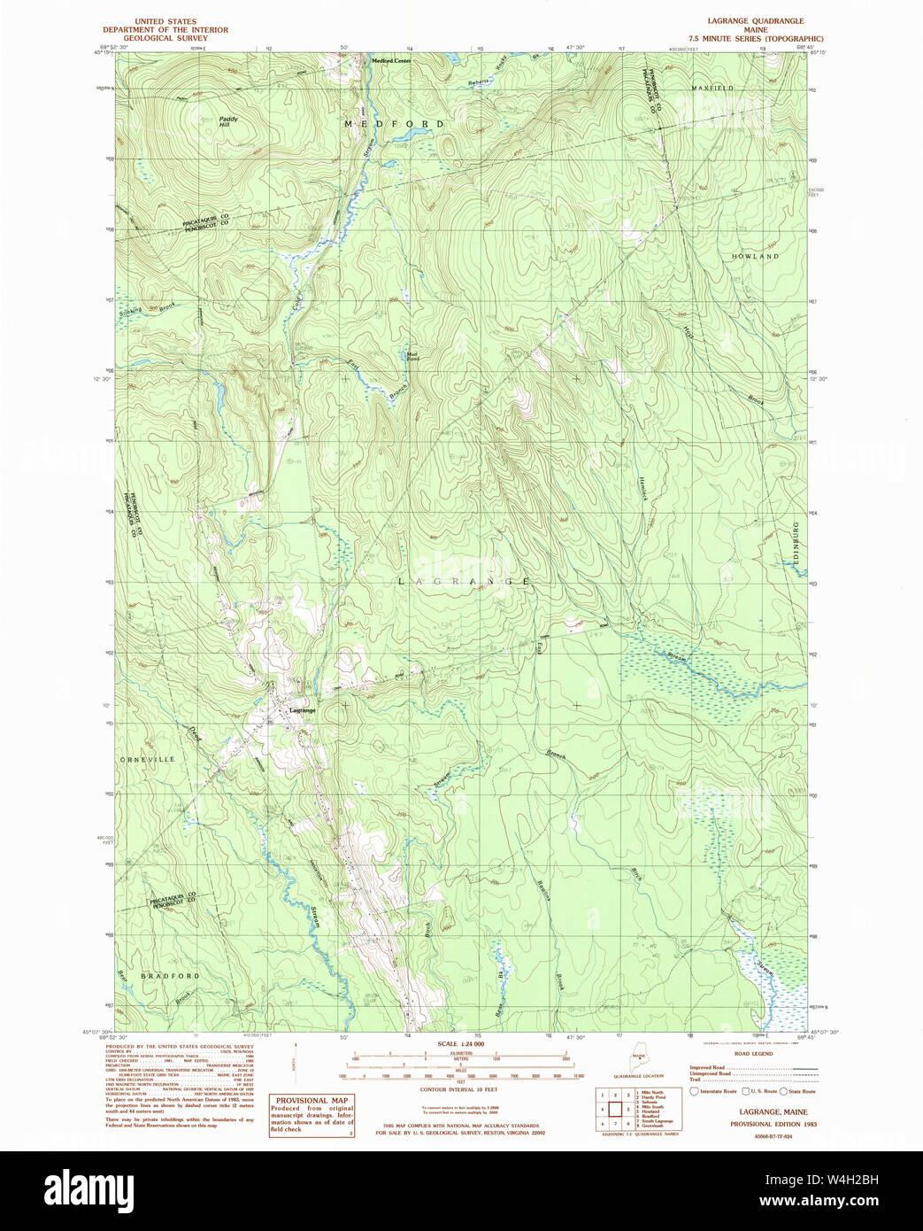Maine USGS Historical Map Lagrange 105272 1983 24000 Restoration Stock