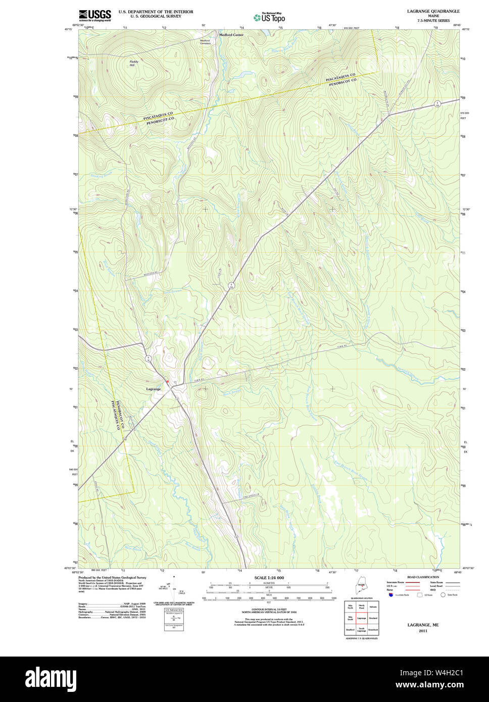 Maine USGS Historical Map Lagrange 20110902 TM Restoration Stock Photo