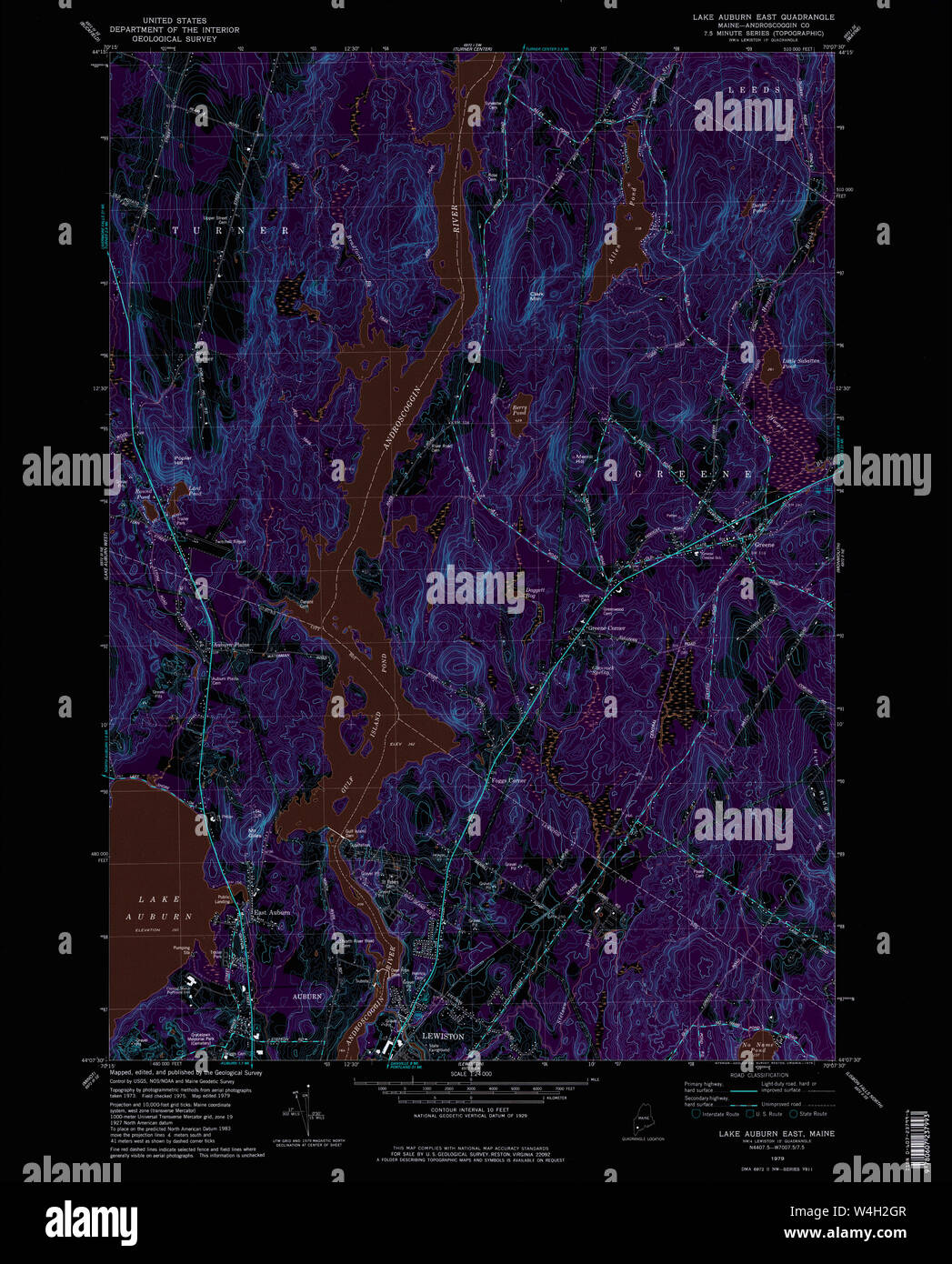 Maine USGS Historical Map Lake Auburn East 105273 1979 24000 Inversion
