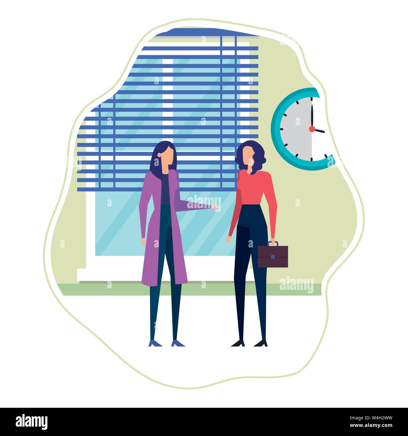 elegant young businesswomen in the workplace Stock Vector Image & Art ...
