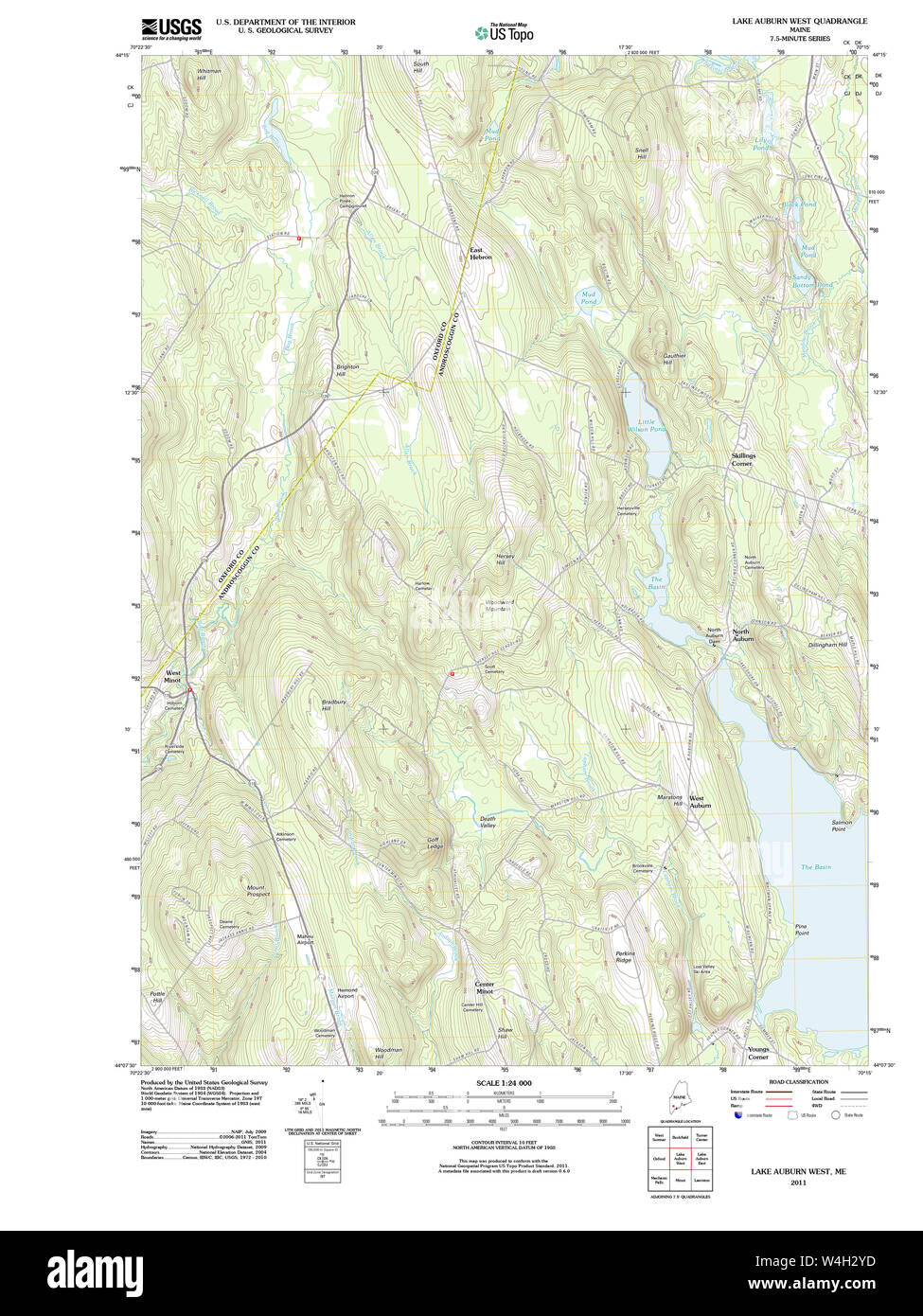 Maine USGS Historical Map Lake Auburn West 20110902 TM Restoration