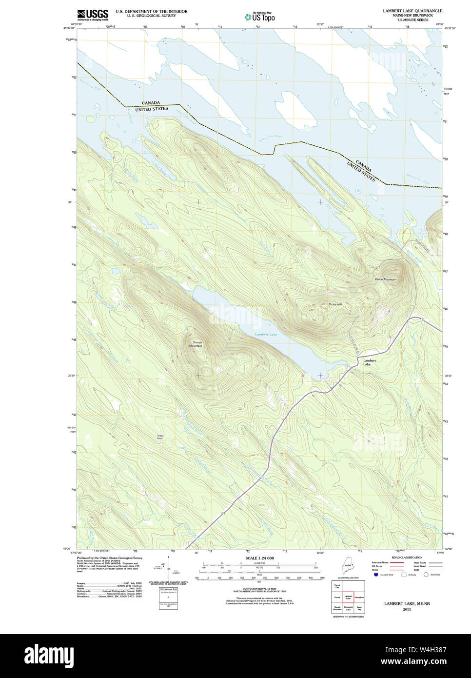 Maine USGS Historical Map Lambert Lake 20110829 TM Restoration Stock Photo