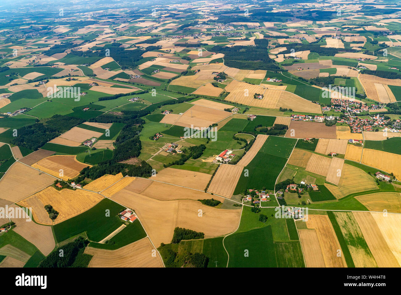 bavaria germany farmed fields aerial view panorama landscape from ...