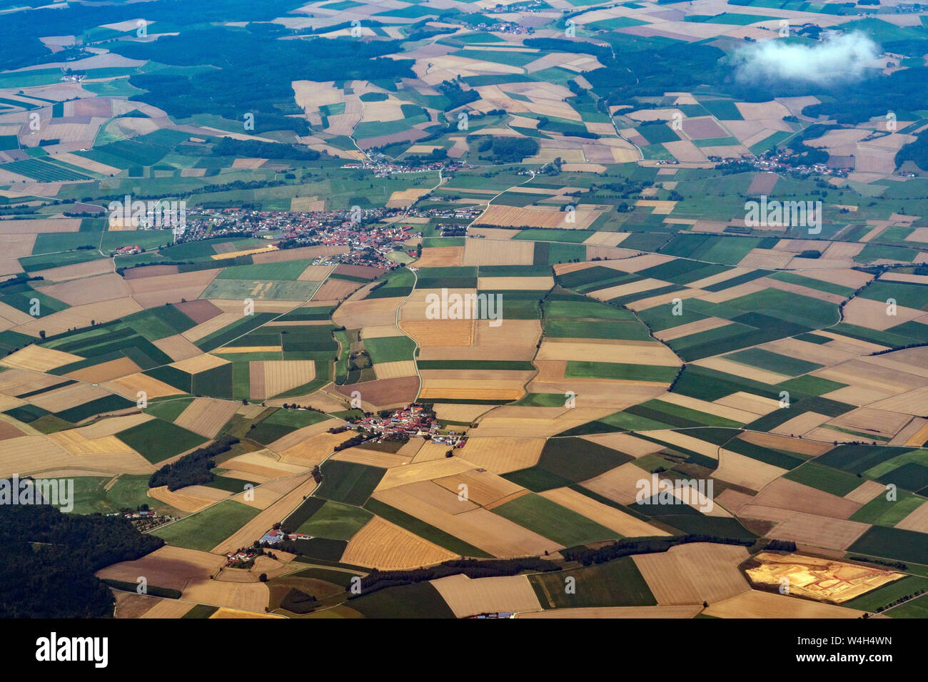 bavaria germany farmed fields aerial view panorama landscape from ...