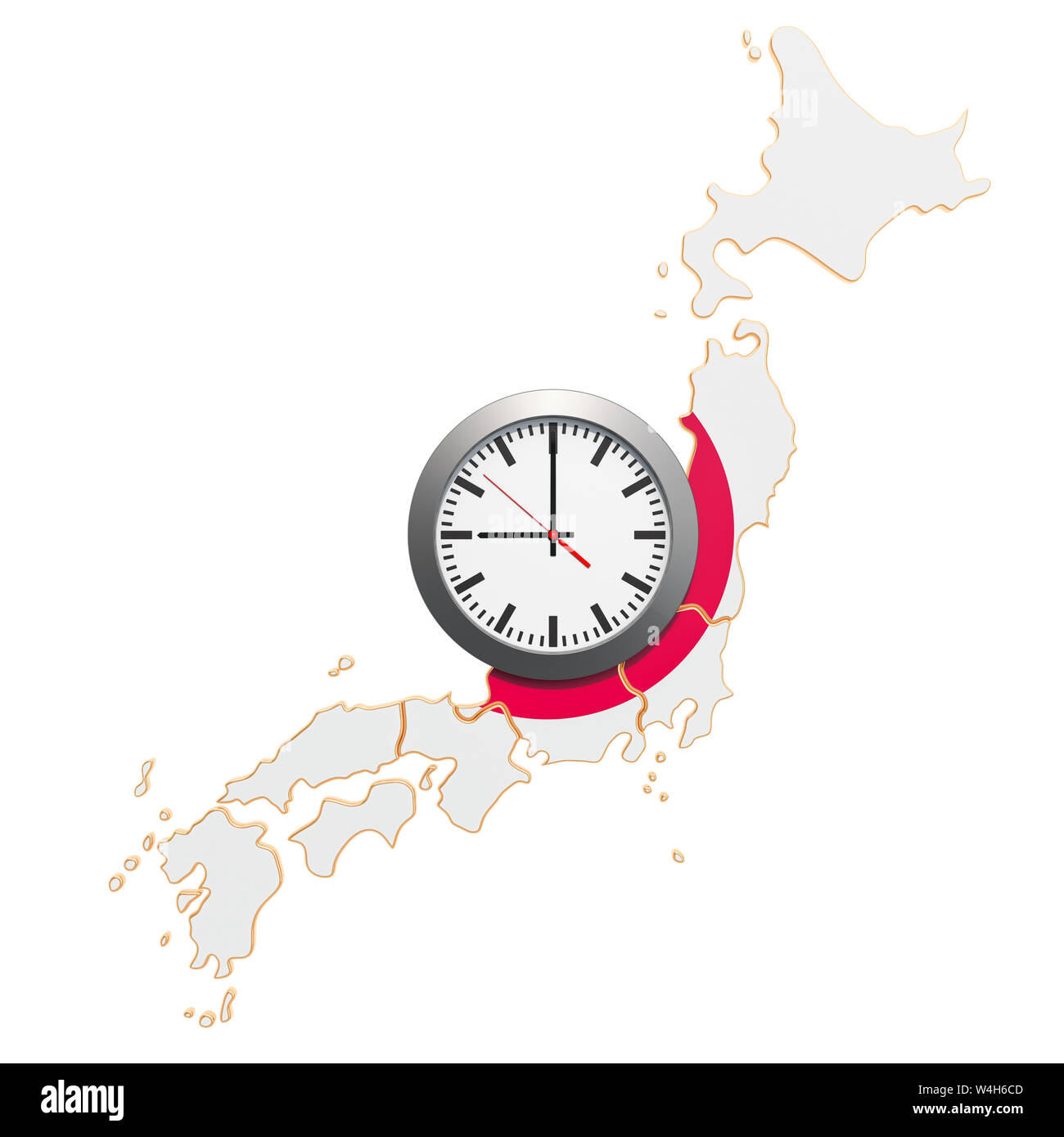 Time Zones in Japan concept. 3D rendering isolated on white background Stock Photo