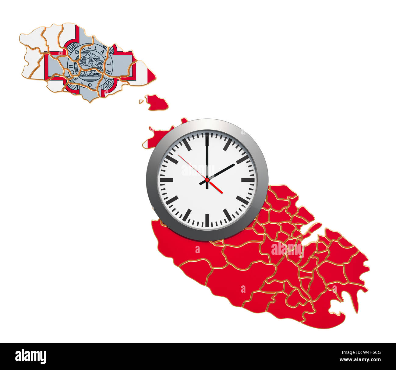 Time Zones in Malta concept. 3D rendering isolated on white background