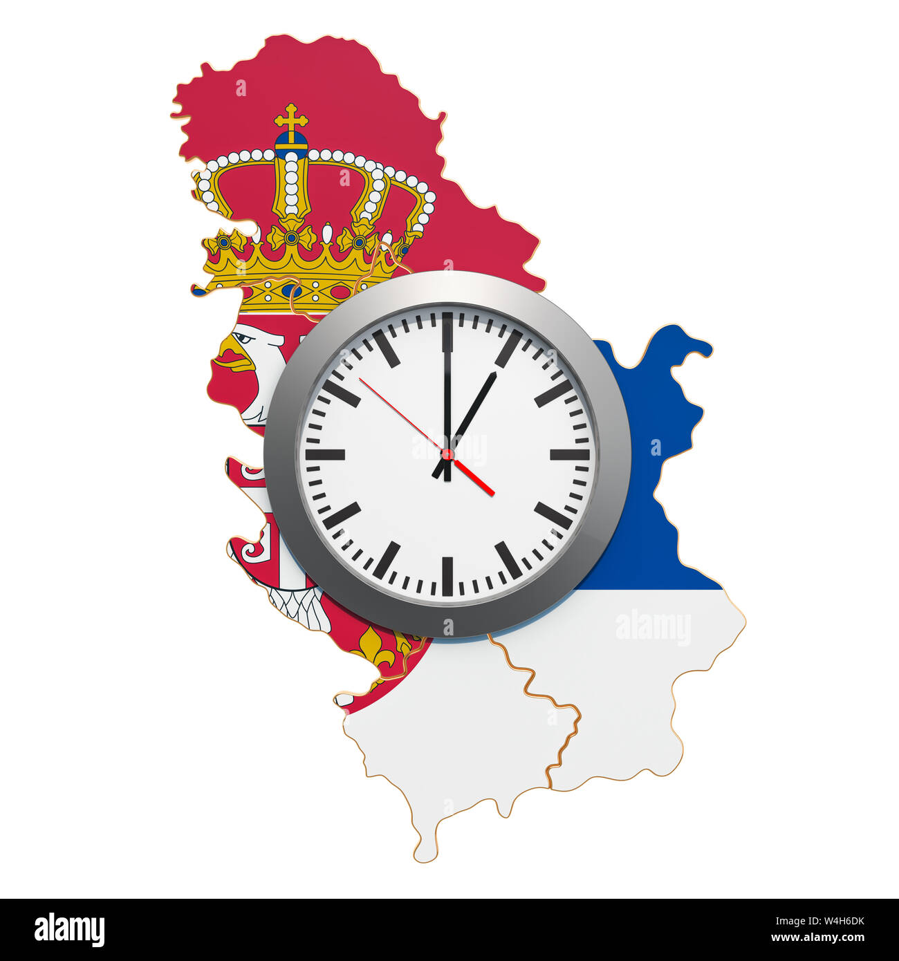 Time Zones in Serbia concept. 3D rendering isolated on white background