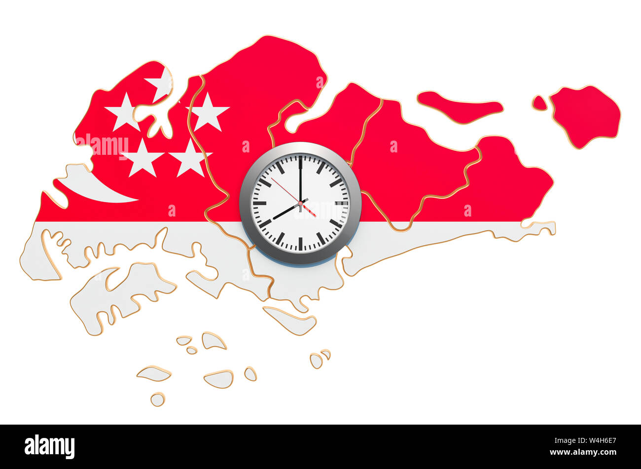 Time Zones in Singapore concept. 3D rendering isolated on white