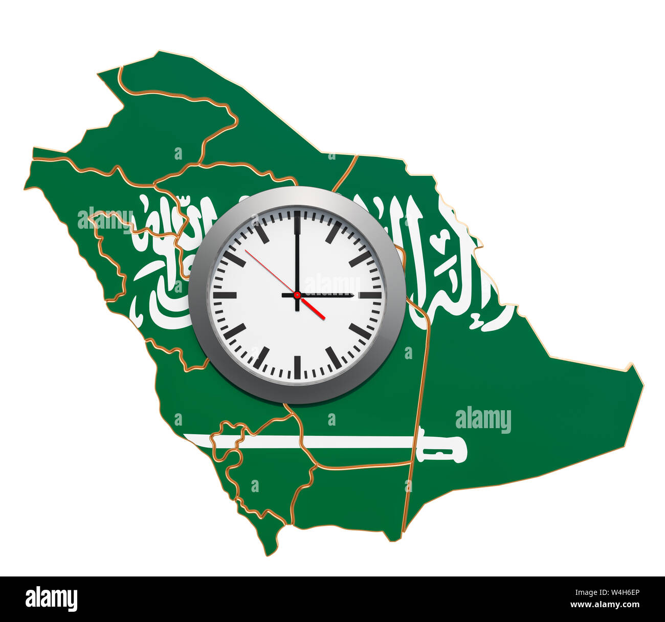 Time Zones in Saudi Arabia concept. 3D rendering isolated on white  background Stock Photo - Alamy