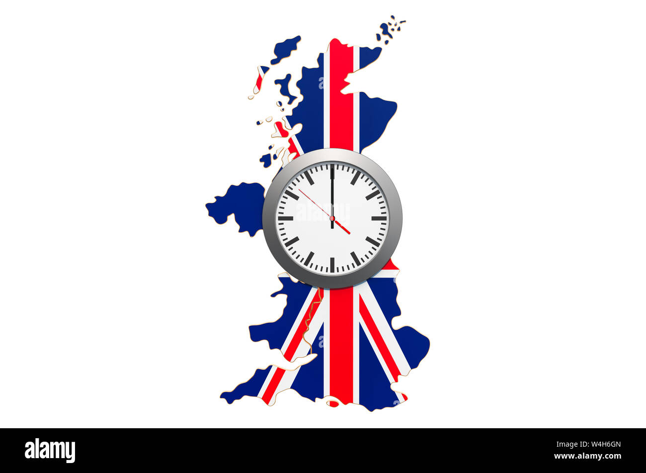 Time Zones in the United Kingdom concept. 3D rendering isolated on white background Stock Photo