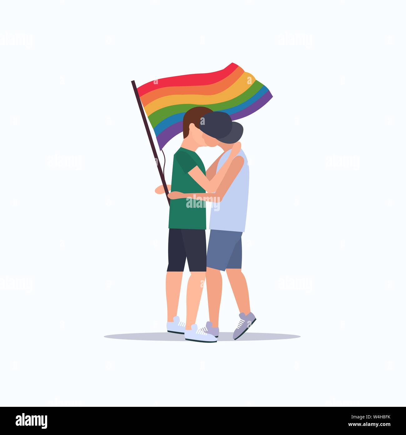 couple gays holding lgbt rainbow flag love parade pride festival concept two smiling guys embracing kissing male cartoon characters full length flat Stock Vector Image & Art - Alamy couple gays holding lgbt rainbow flag love parade pride festival concept two smiling guys embracing kissing male cartoon characters full length flat Stock Vector Image & Art - Alamy