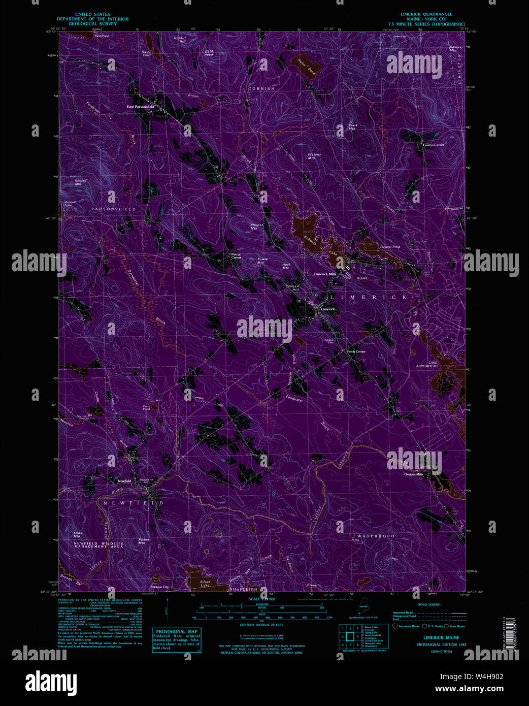Maine USGS Historical Map Limerick 105283 1983 24000 Inversion