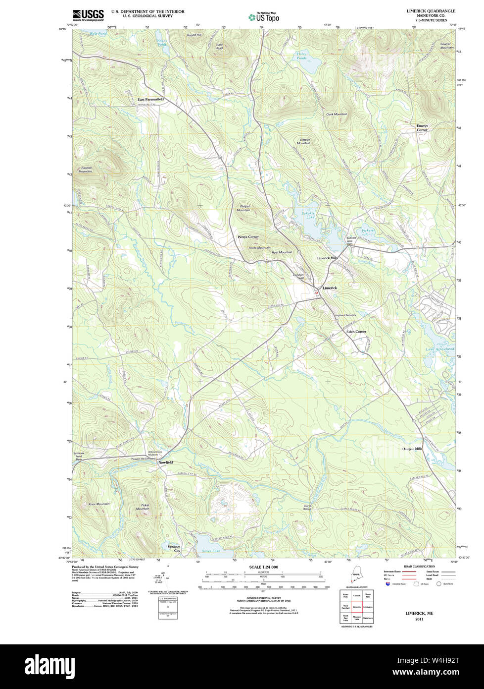 Maine USGS Historical Map Limerick 20110825 TM Restoration Stock Photo