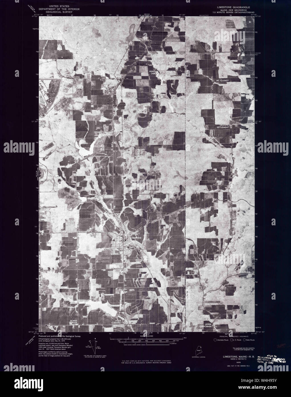 Maine USGS Historical Map Limestone 806847 1975 24000 Inversion