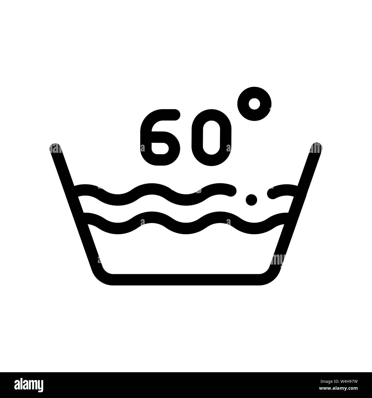 Laundry Sixty Degrees Celsius Vector Line Icon Stock Vector
