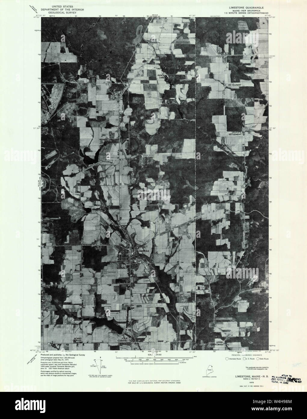 Maine USGS Historical Map Limestone 806847 1975 24000 Restoration Stock