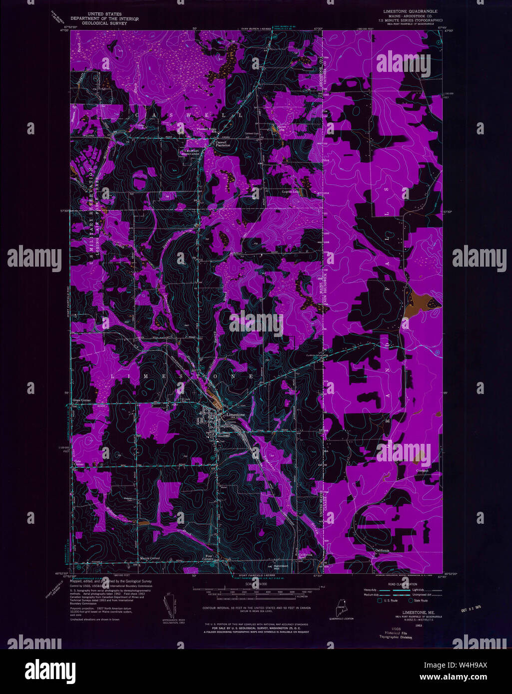 Maine USGS Historical Map Limestone 806849 1953 24000 Inversion