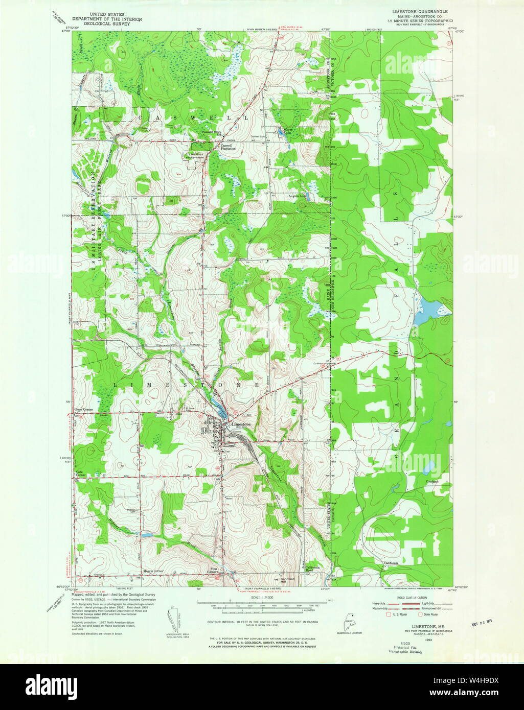 Maine USGS Historical Map Limestone 806849 1953 24000 Restoration Stock