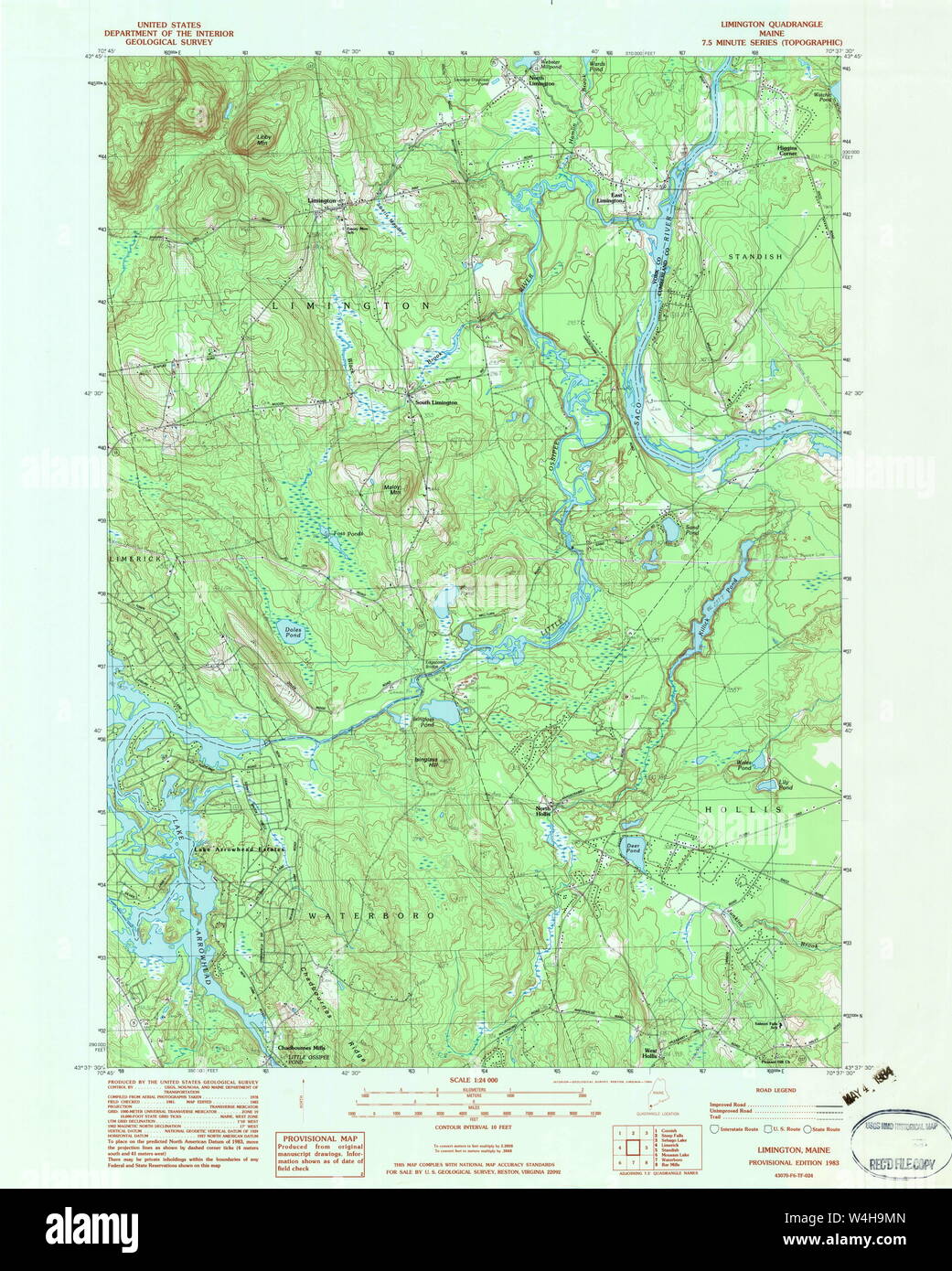Maine USGS Historical Map Limington 806850 1983 24000 Restoration Stock
