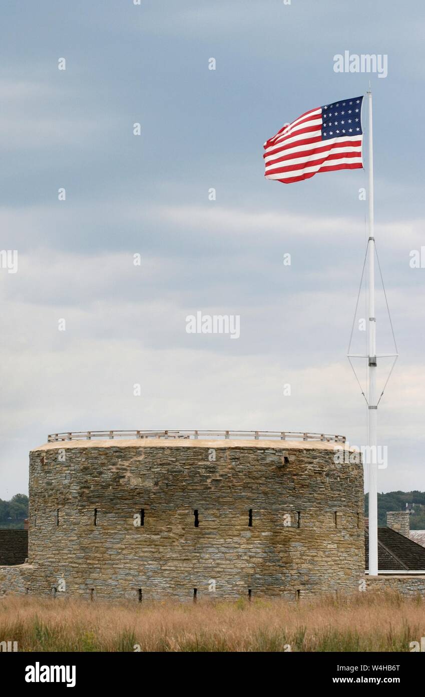 Historic Fort Snelling State Park Minnesota flying the 1822–1836 24-Star United States flag Stock Photo