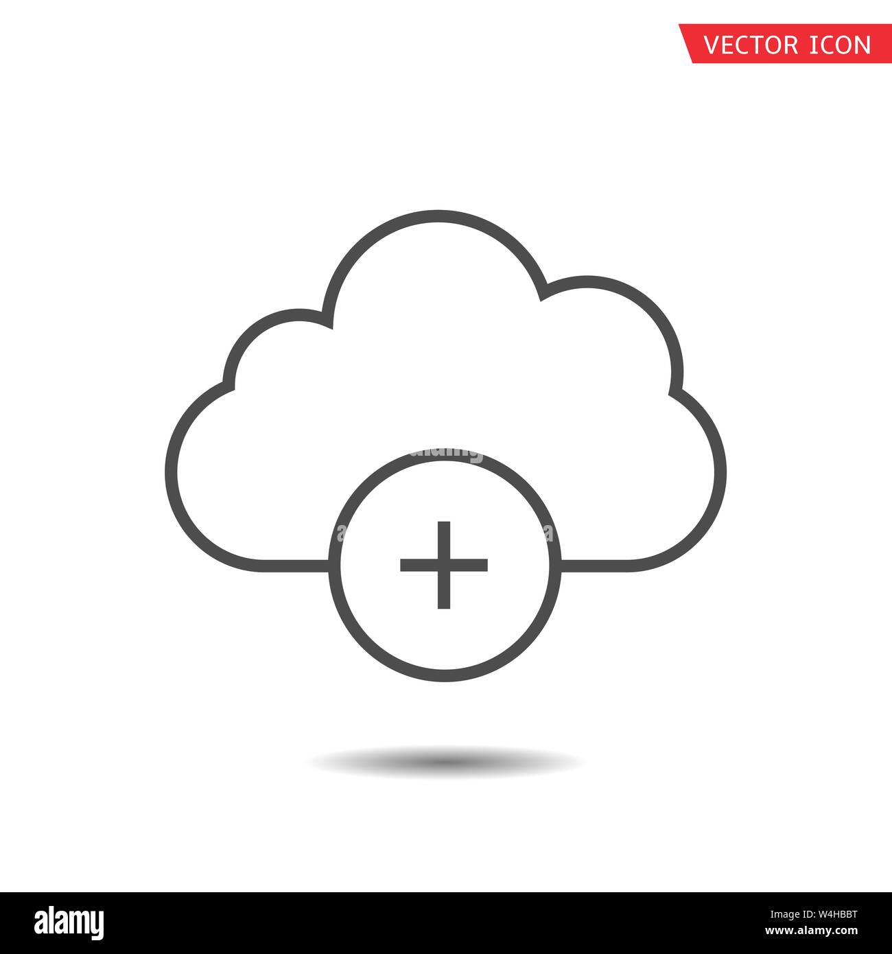 Cloud and Plus icon. Manage data storage concept Stock Vector