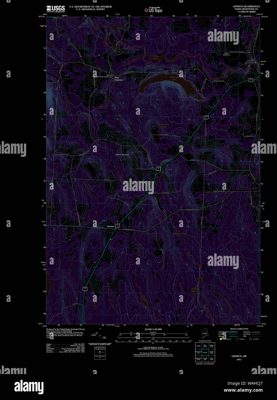 Maine USGS Historical Map Linneus 20110909 TM Inversion Restoration Stock Photo Alamy