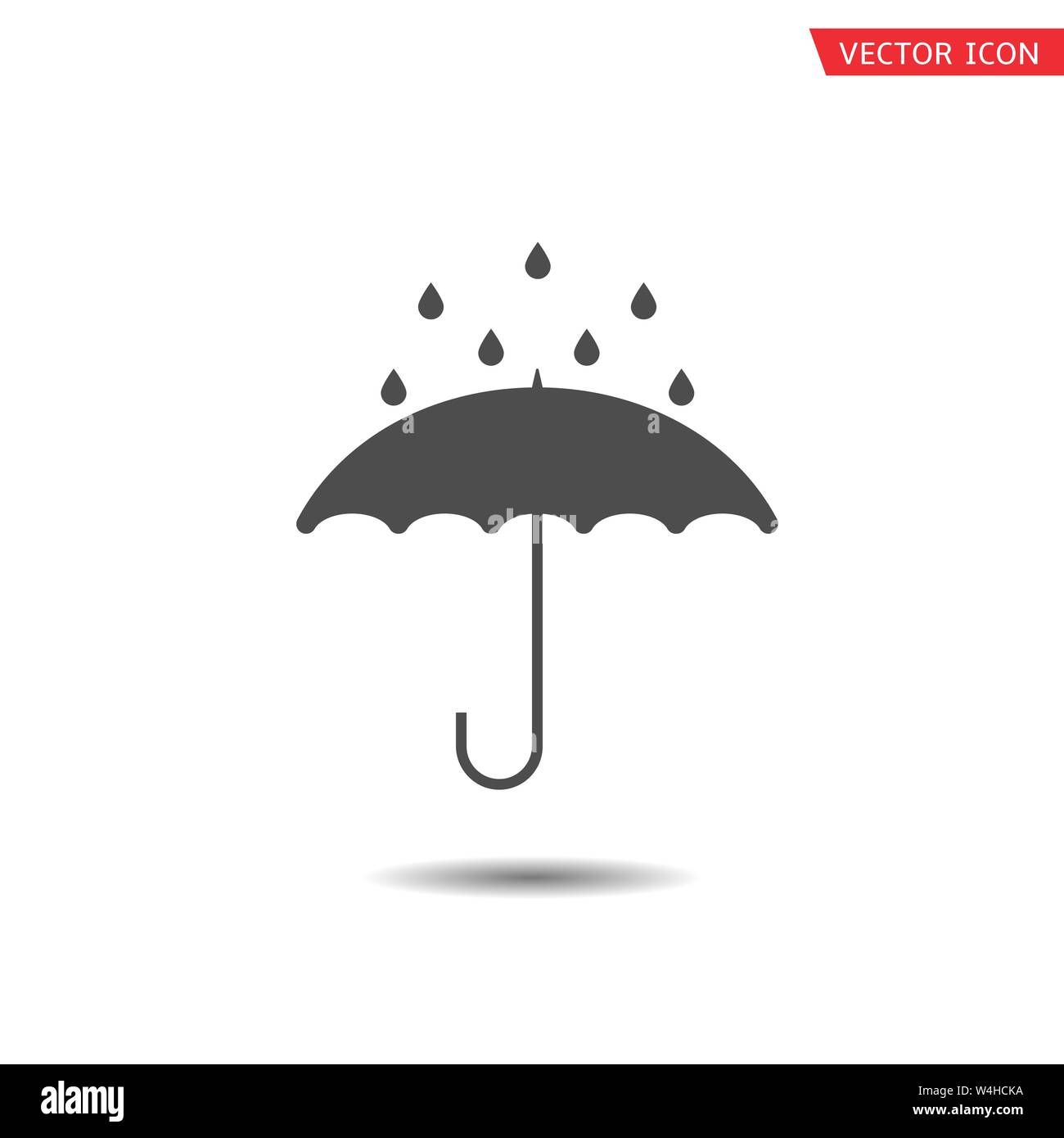Waterproof technology icon. Umbrella with falling water drops Stock Vector