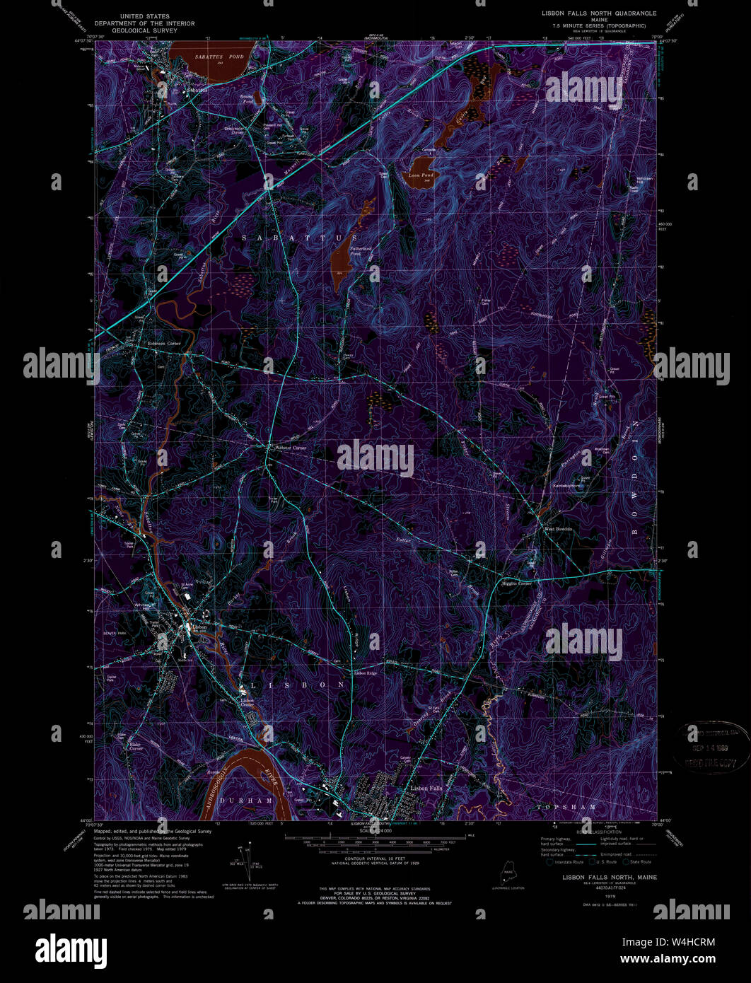 Maine USGS Historical Map Lisbon Falls North 460562 1979 24000