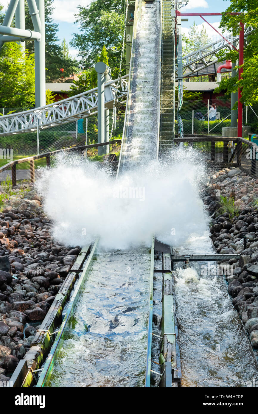 Fun water ride Log river in amusement park at summer Stock Photo - Alamy