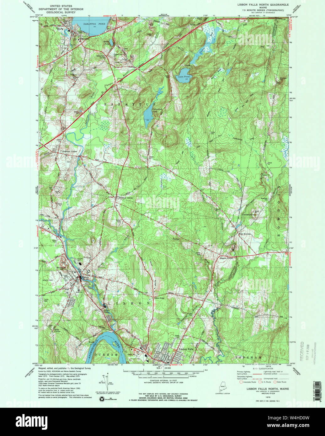 Maine USGS Historical Map Lisbon Falls North 808034 1979 24000