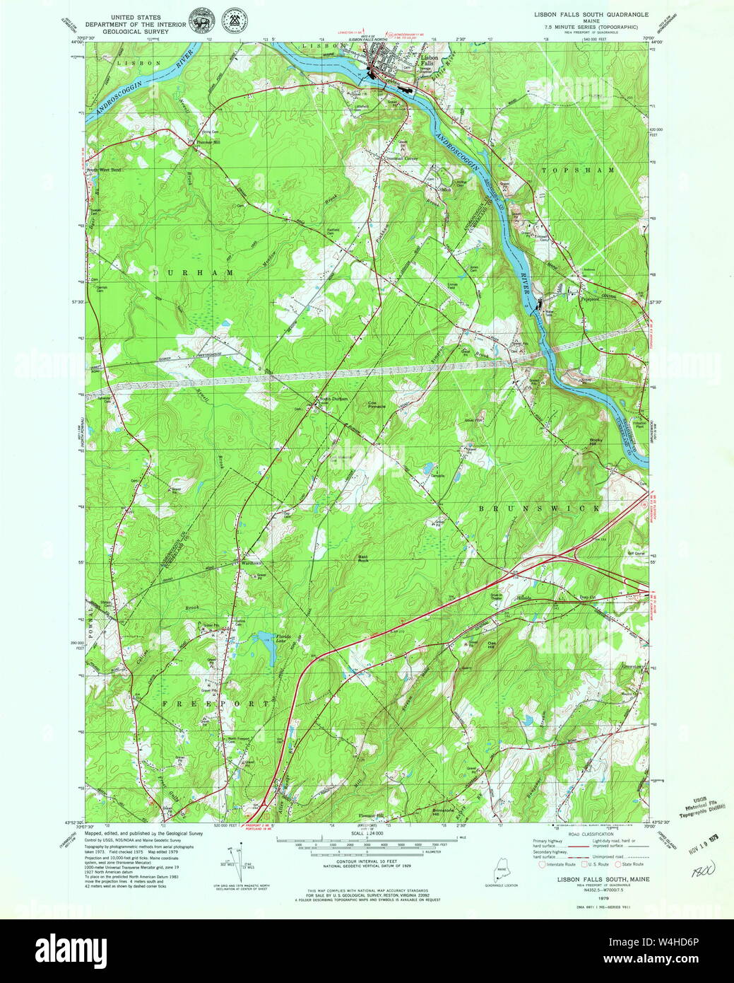 Maine USGS Historical Map Lisbon Falls South 806858 1979 24000