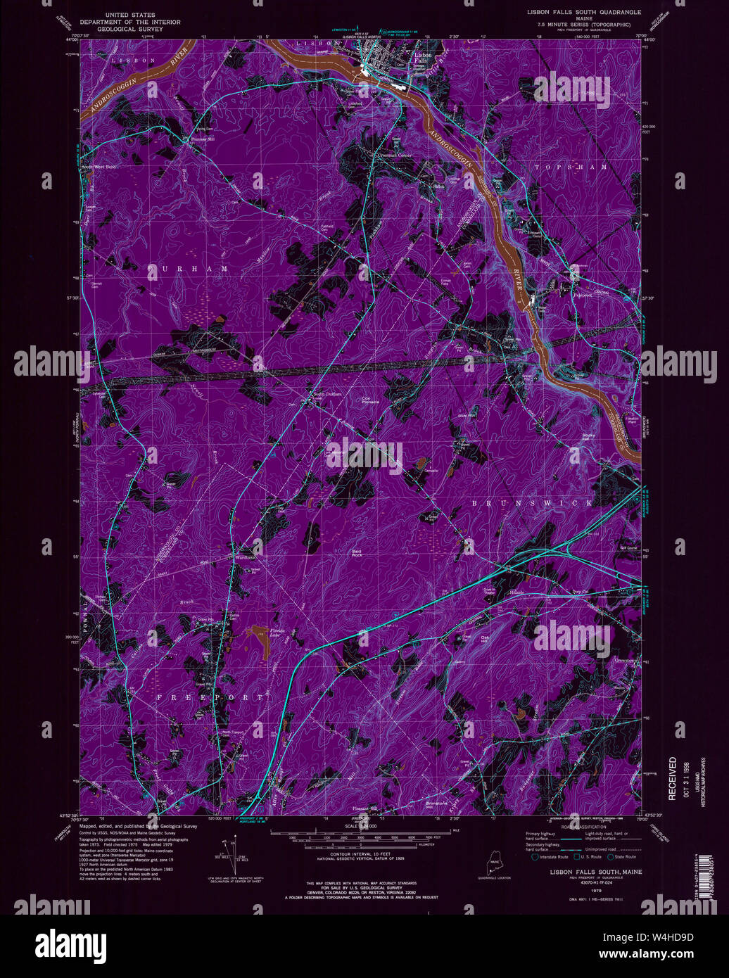 Maine USGS Historical Map Lisbon Falls South 808035 1979 24000