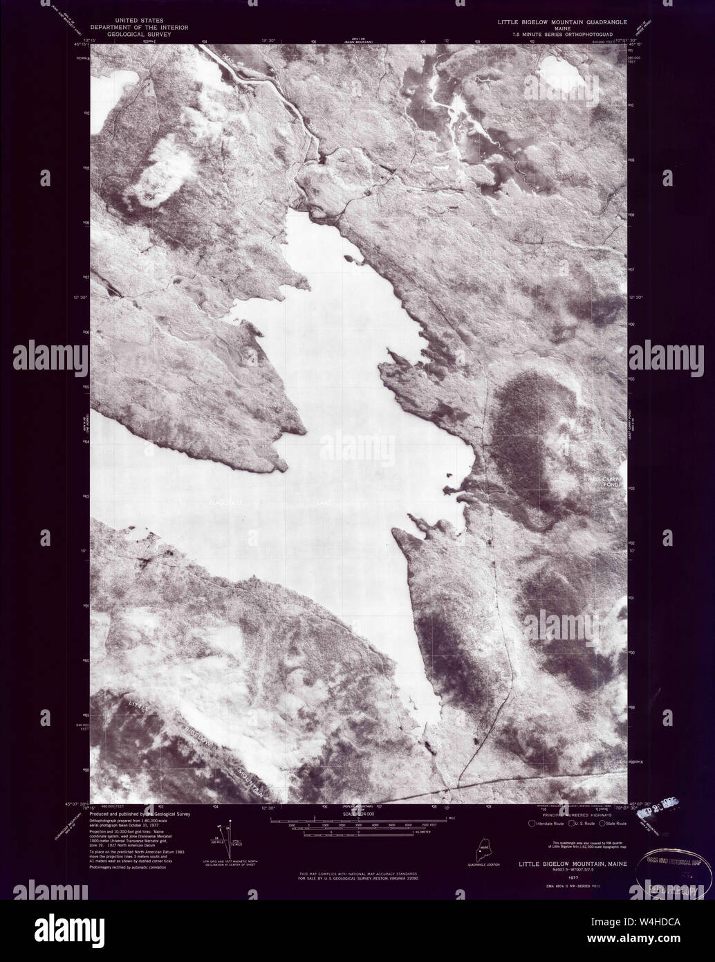 Maine USGS Historical Map Little Bigelow Mountain 806859 1977 24000