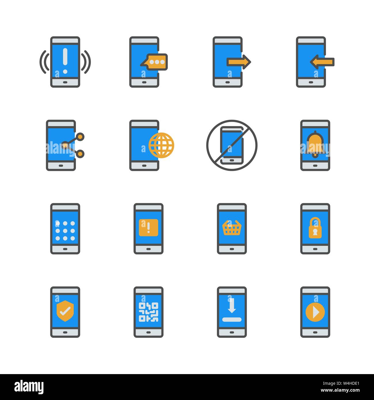Cell phone in colorline icon set.Vector illustration Stock Vector