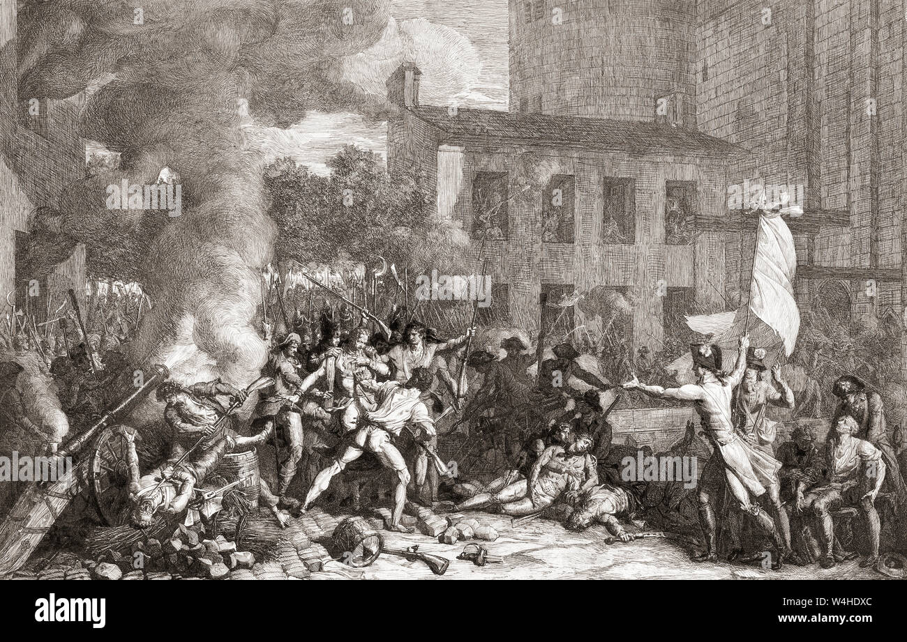 The Storming of the Bastille, Paris, France, 14 July 1789.  After an early 19th century print. Stock Photo