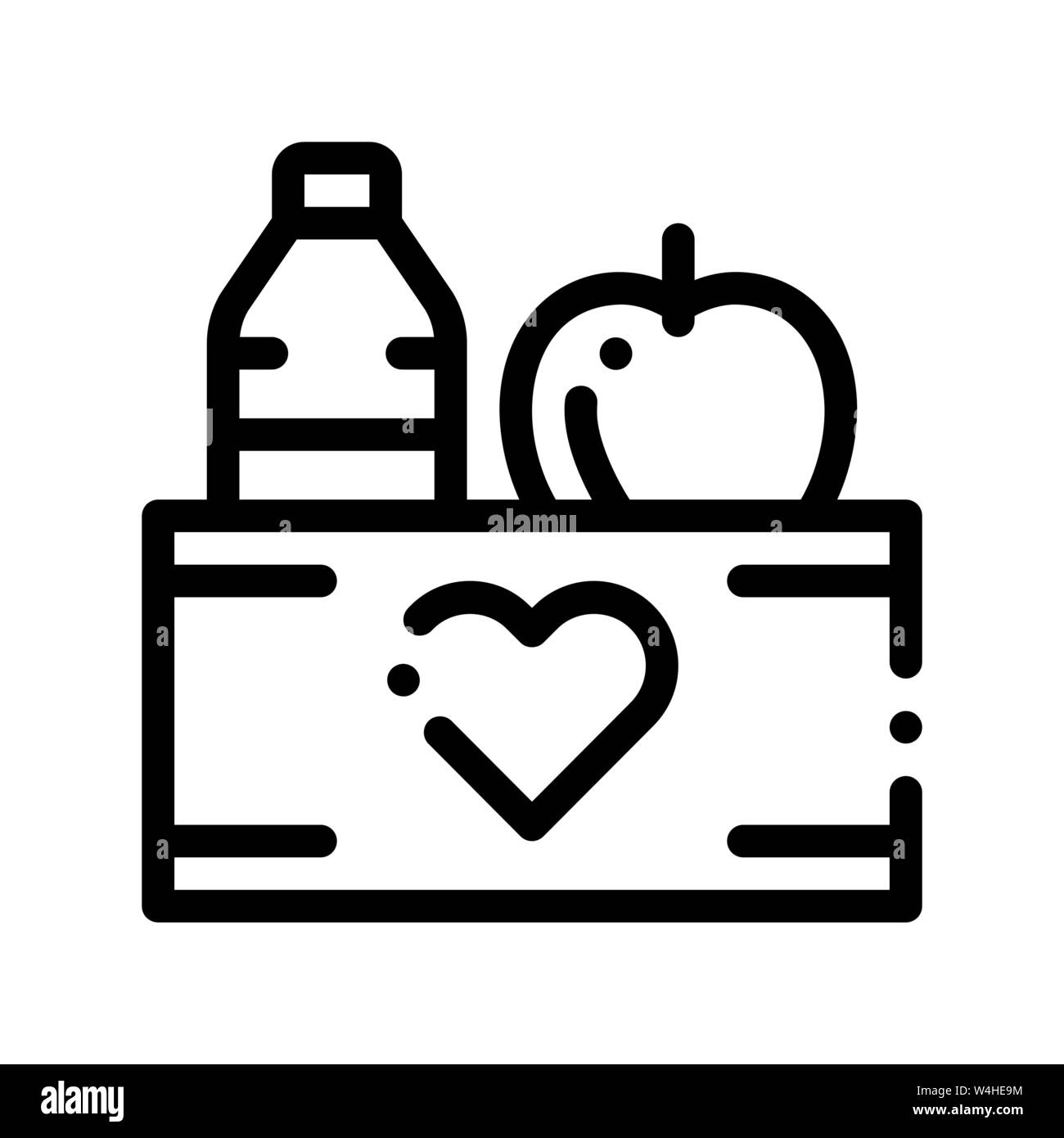 Volunteers Support Food Box Vector Thin Line Icon Stock Vector Image & Art  - Alamy