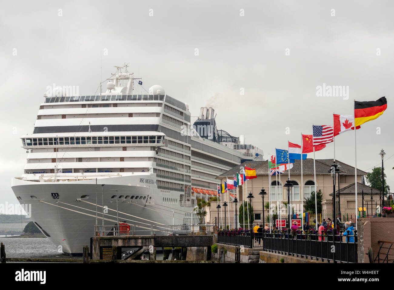 Cobh Ireland and the cruise ship MSC Orchestra docking and